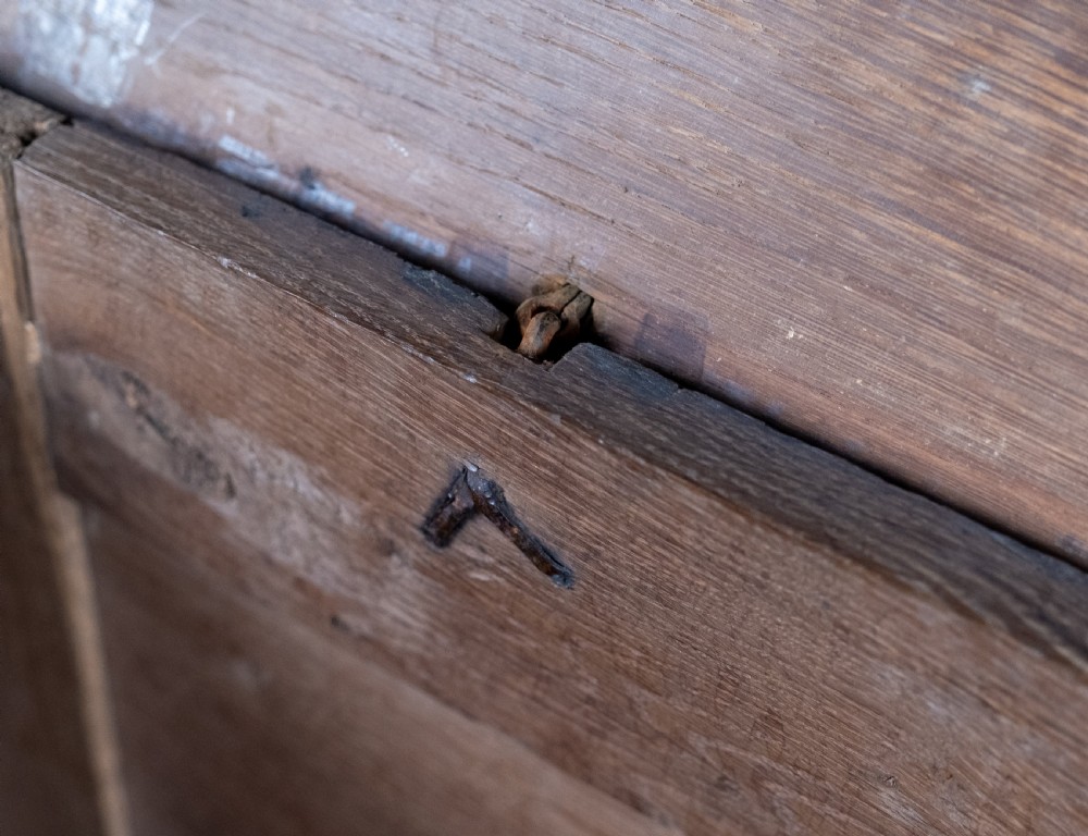 18th Century Oak Coffer With Carved Rosettes View VIII