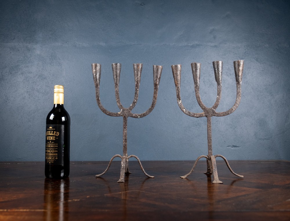 Pair Of Scandinavian Wrought Iron Candle Holders, c.1800 View III