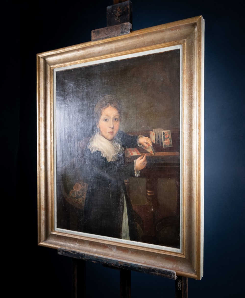 19th Century Portrait 'Boy Building House Of Cards' (English School) View X
