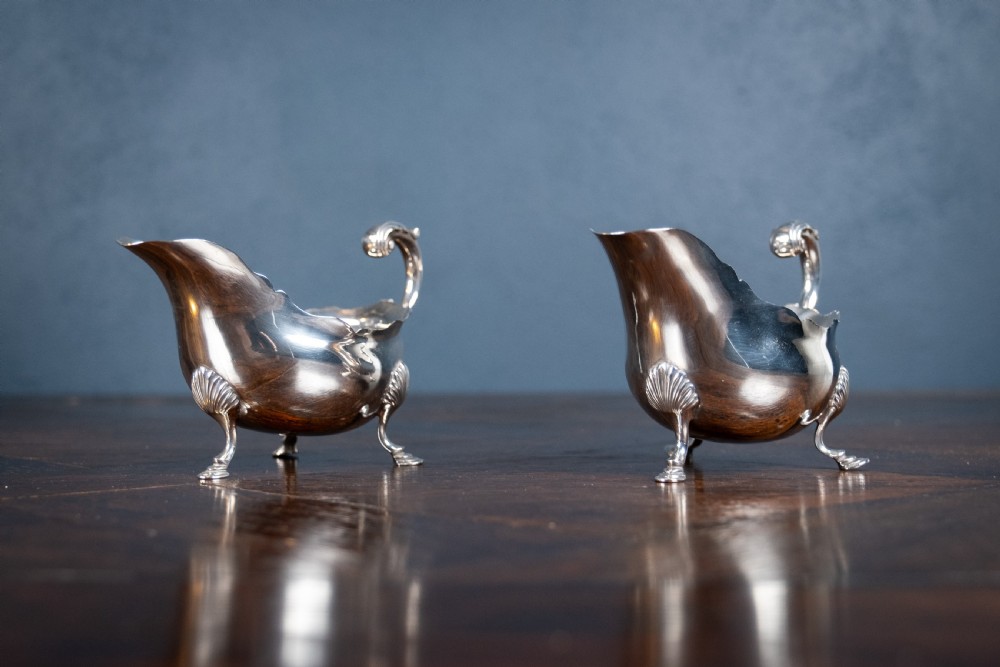 Pair Of Large Silver Sauce Boats by Abraham Portal, London, 1768. View II