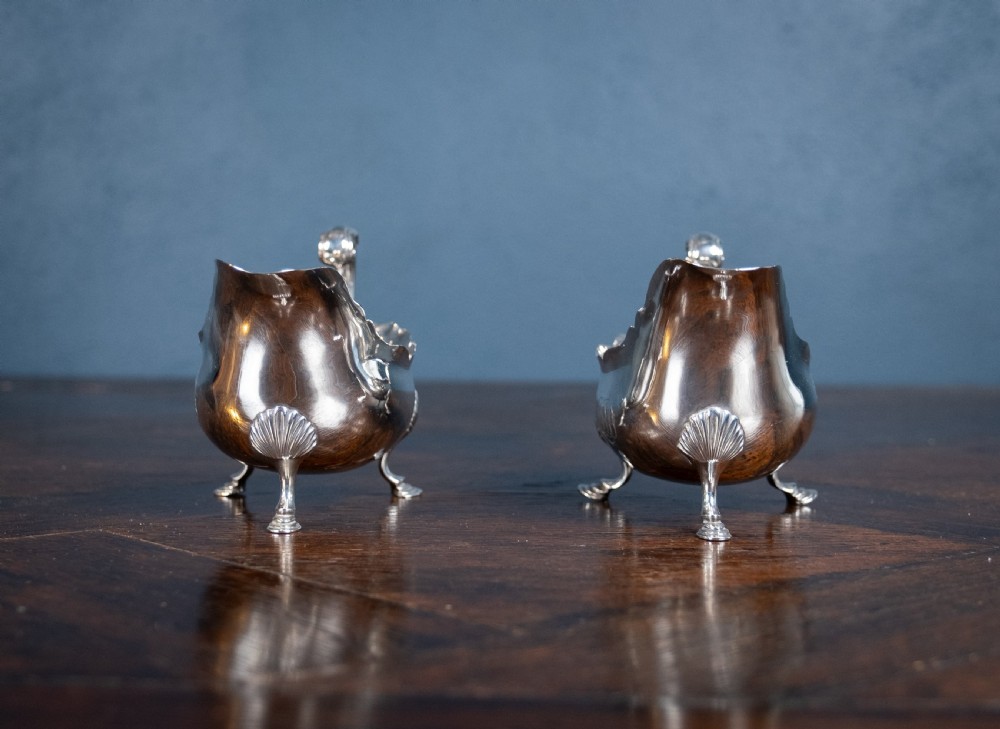 Pair Of Large Silver Sauce Boats by Abraham Portal, London, 1768. View IV