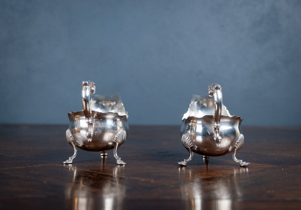 Pair Of Large Silver Sauce Boats by Abraham Portal, London, 1768. View V