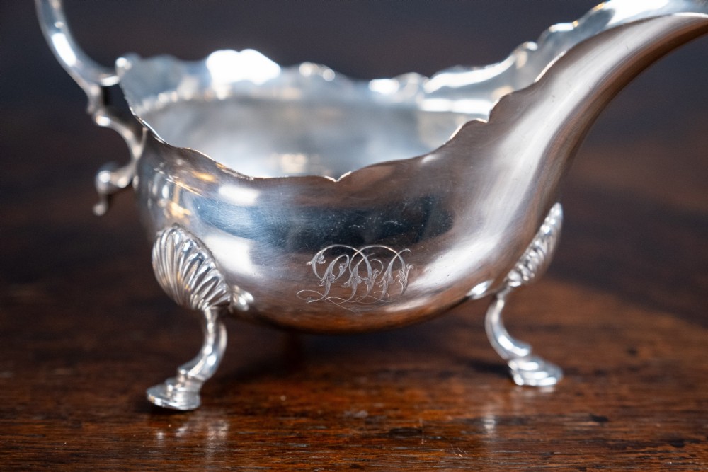 Pair Of Large Silver Sauce Boats by Abraham Portal, London, 1768. View VIII
