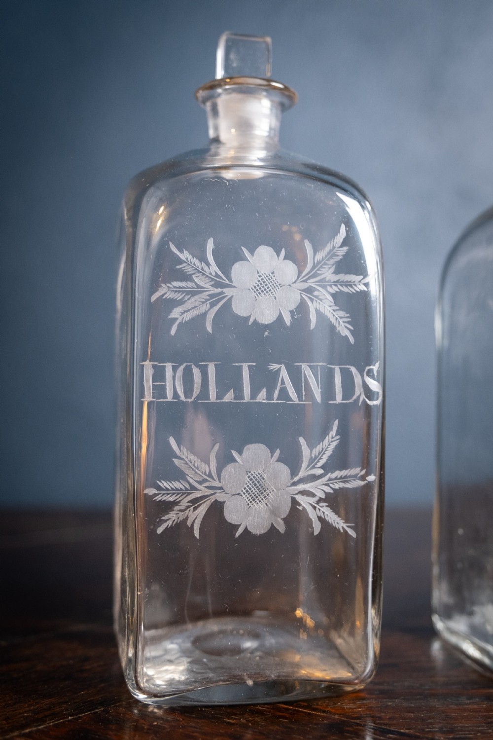 Three Georgian Hand Blown Etched Glass Decanters, c.1790 View V