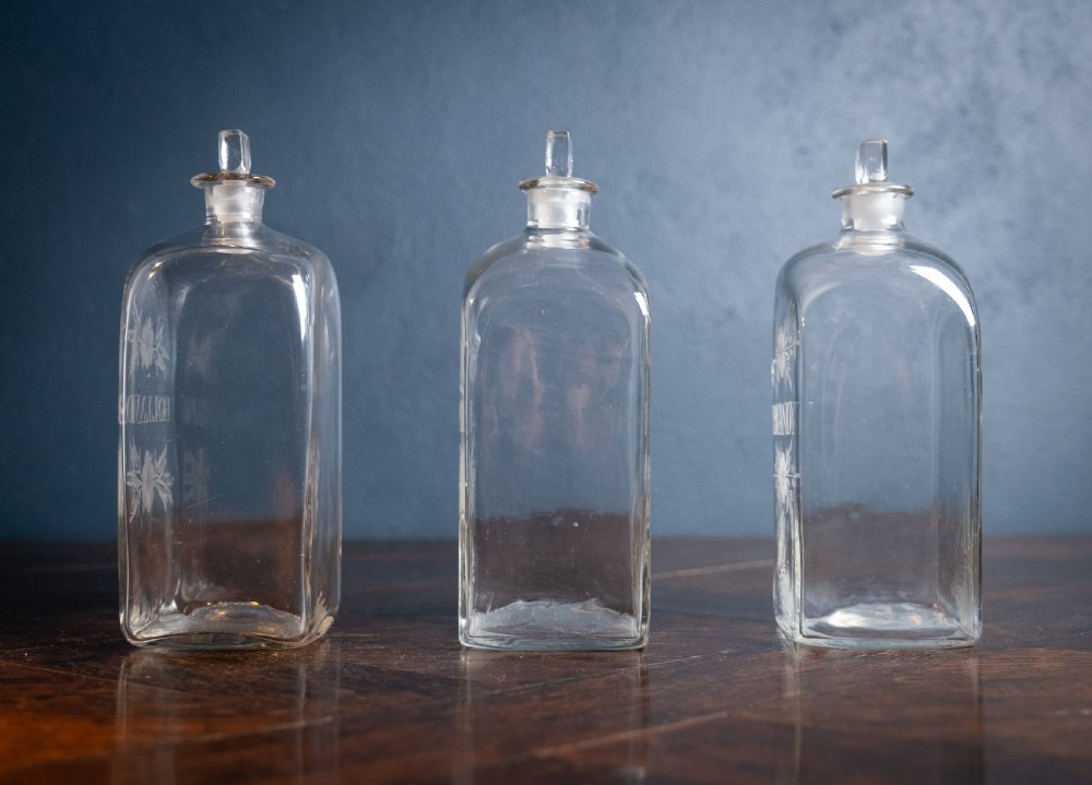 Three Georgian Hand Blown Etched Glass Decanters, c.1790 View X