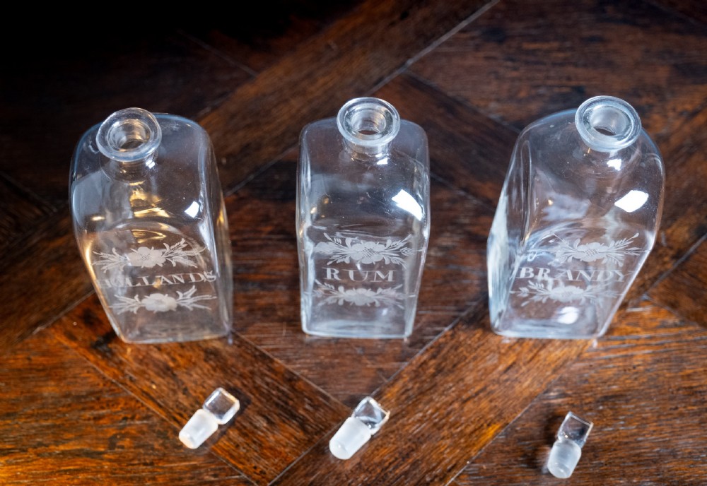 Three Georgian Hand Blown Etched Glass Decanters, c.1790 View XI