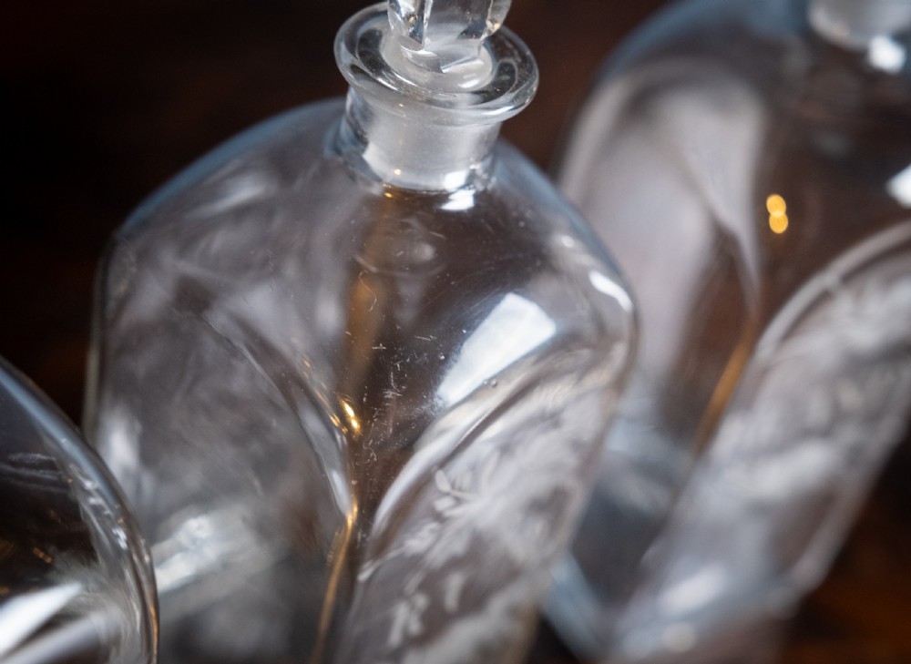 Three Georgian Hand Blown Etched Glass Decanters, c.1790 View XIII