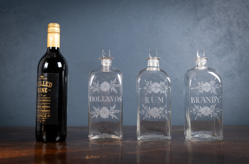 Three Georgian Hand Blown Etched Glass Decanters, c.1790 View XV