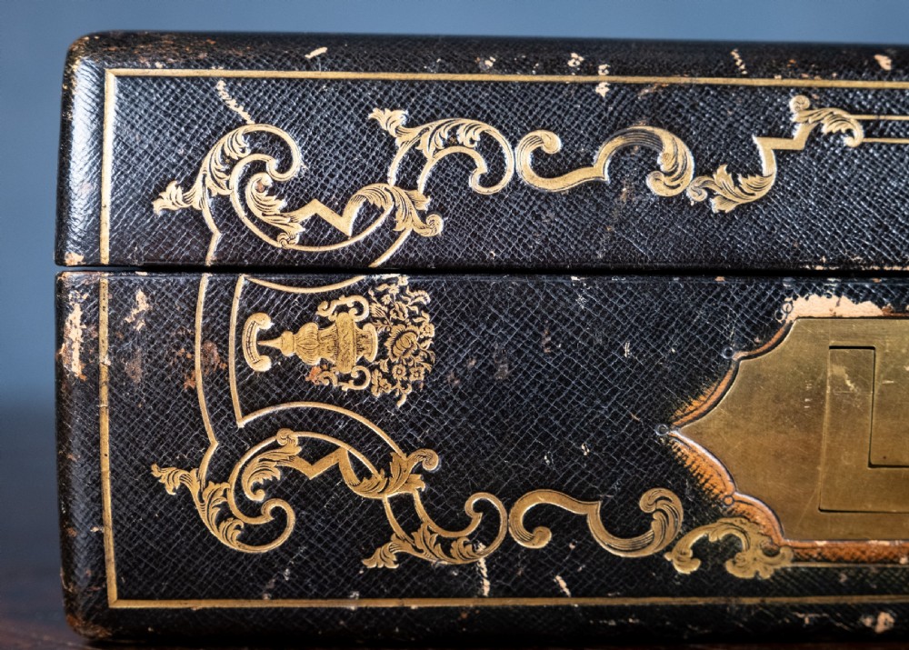 Fine Gilt Tooled Leather & Ormolu Writing Box by Fitzmaurice West, London. View XXII