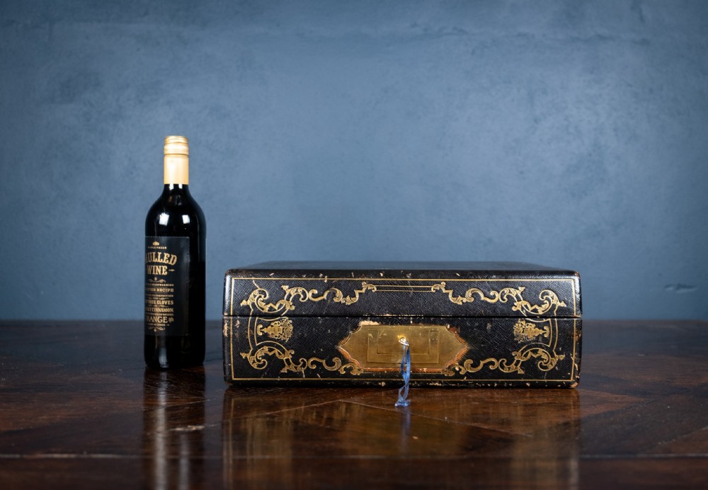 Fine Gilt Tooled Leather & Ormolu Writing Box by Fitzmaurice West, London. View XXV