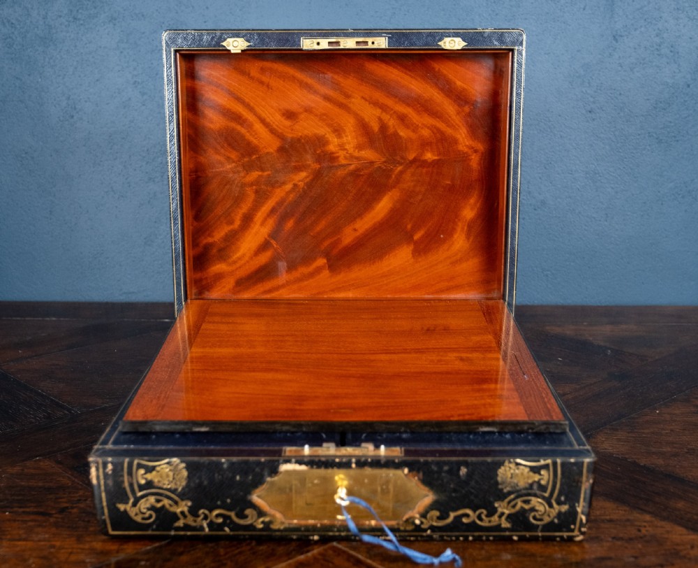 Fine Gilt Tooled Leather & Ormolu Writing Box by Fitzmaurice West, London. View V