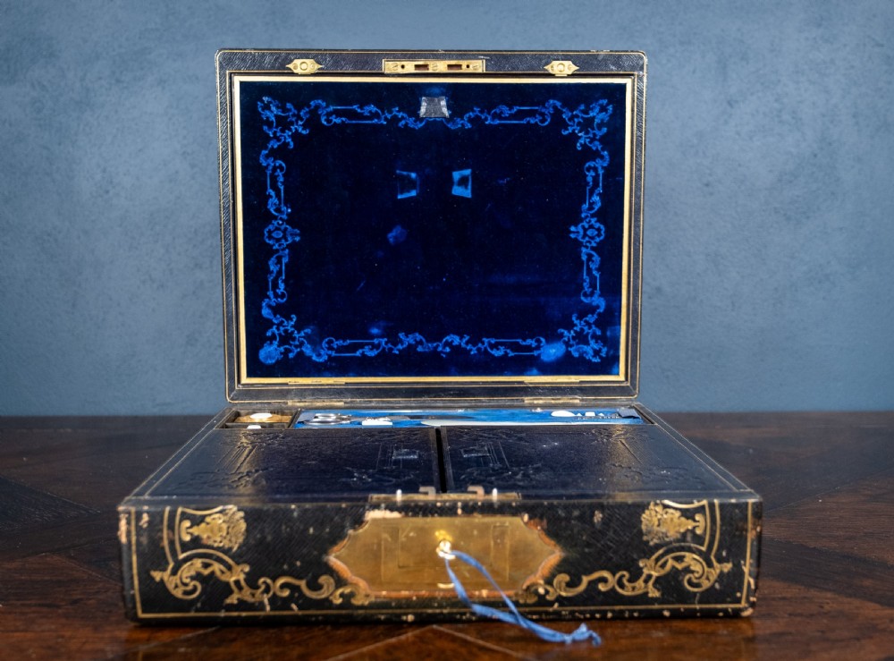 Fine Gilt Tooled Leather & Ormolu Writing Box by Fitzmaurice West, London. View VI