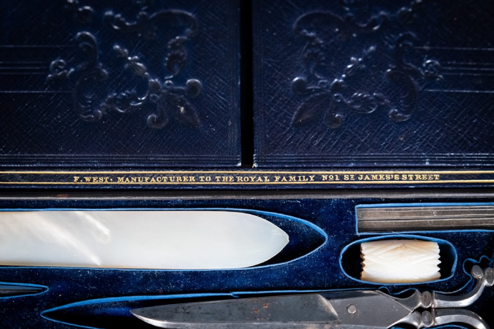 Fine Gilt Tooled Leather & Ormolu Writing Box by Fitzmaurice West, London. View VII