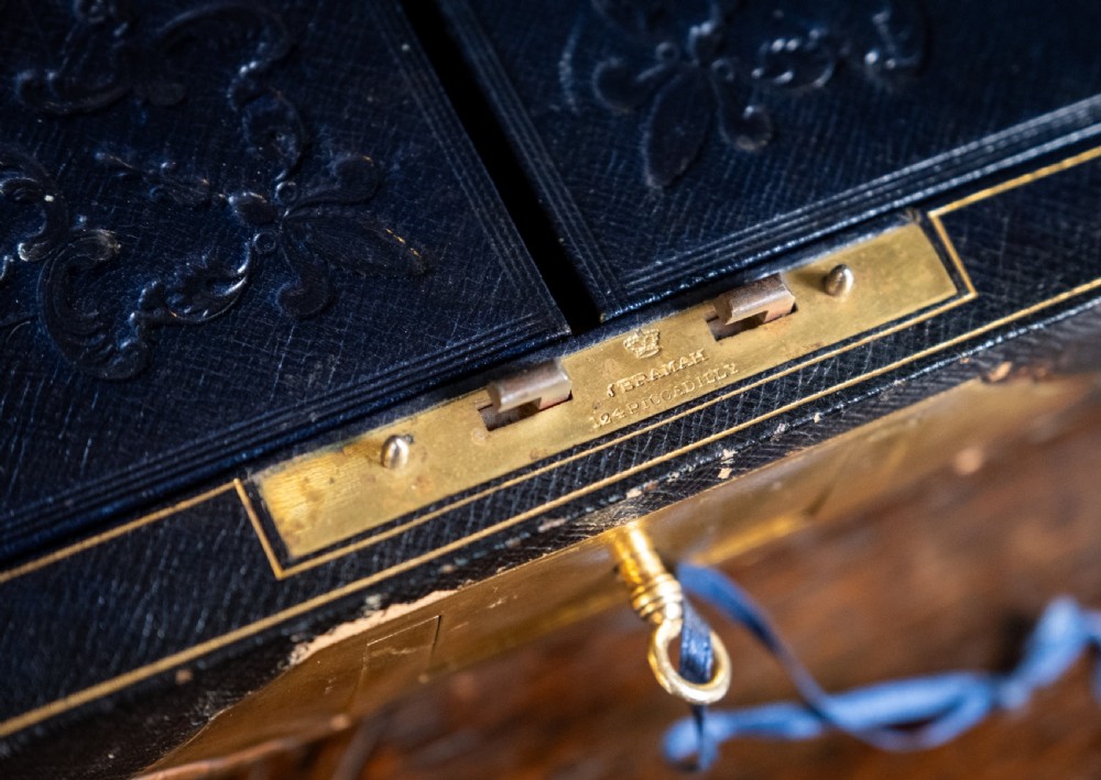 Fine Gilt Tooled Leather & Ormolu Writing Box by Fitzmaurice West, London. View VIII