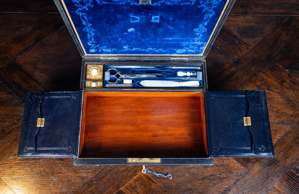 Fine Gilt Tooled Leather & Ormolu Writing Box by Fitzmaurice West, London. View X
