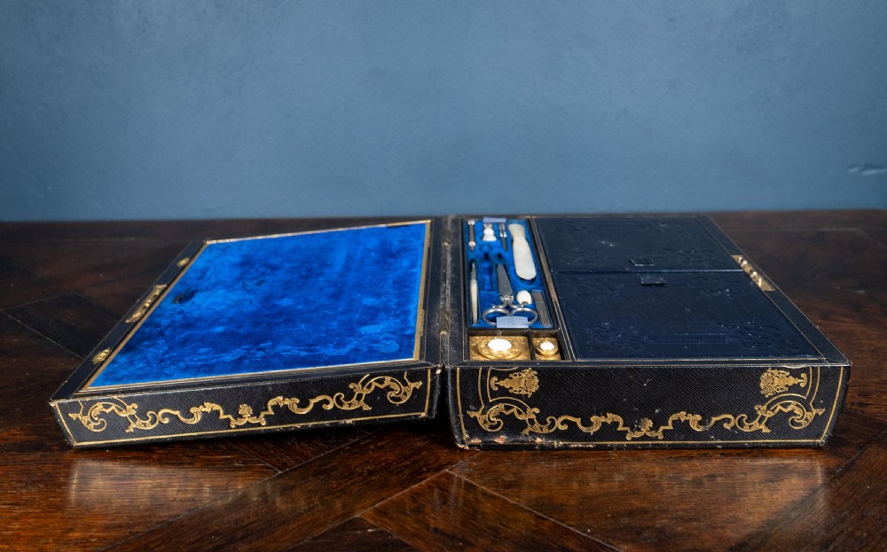 Fine Gilt Tooled Leather & Ormolu Writing Box by Fitzmaurice West, London. View XII