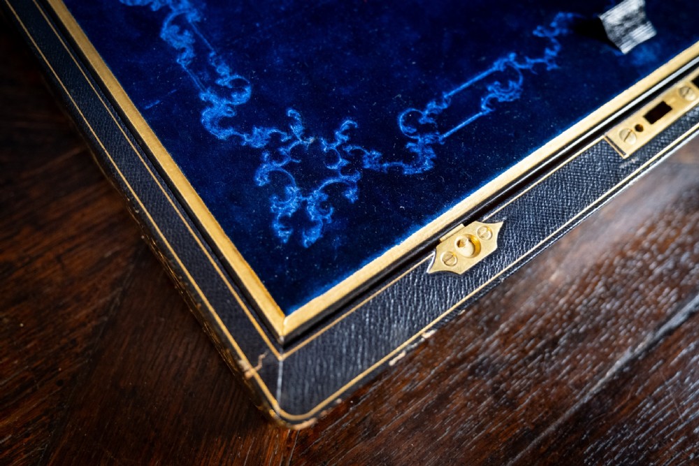 Fine Gilt Tooled Leather & Ormolu Writing Box by Fitzmaurice West, London. View XIII