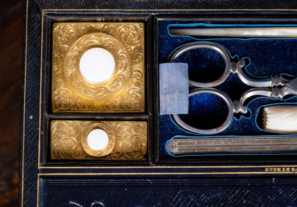 Fine Gilt Tooled Leather & Ormolu Writing Box by Fitzmaurice West, London. View XIV