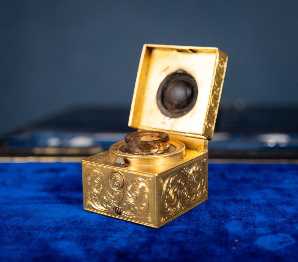 Fine Gilt Tooled Leather & Ormolu Writing Box by Fitzmaurice West, London. View XVI