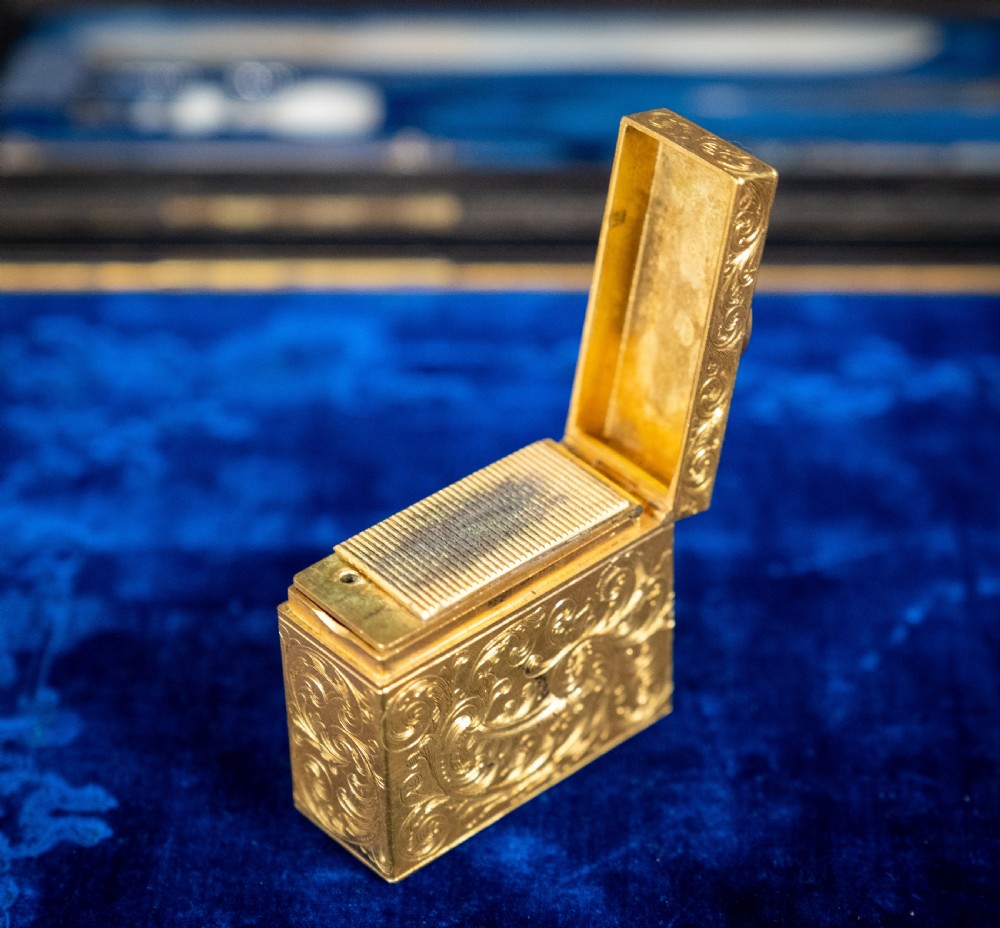 Fine Gilt Tooled Leather & Ormolu Writing Box by Fitzmaurice West, London. View XVII