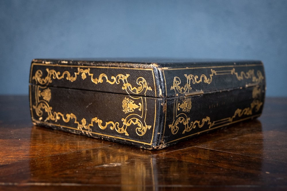 Fine Gilt Tooled Leather & Ormolu Writing Box by Fitzmaurice West, London. View XX