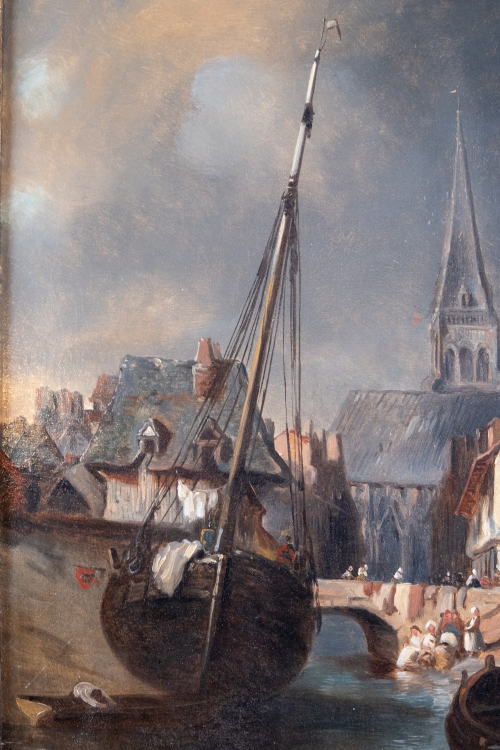 Circle of Ludwig Hermann (German, 1812-1881) - A City Harbour. Oil On Canvas. View IV