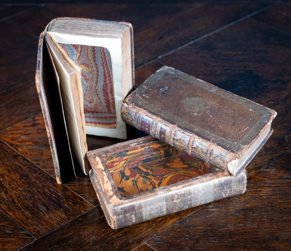 18th Century French Leather Books With Secret Compartments (Three Books)
