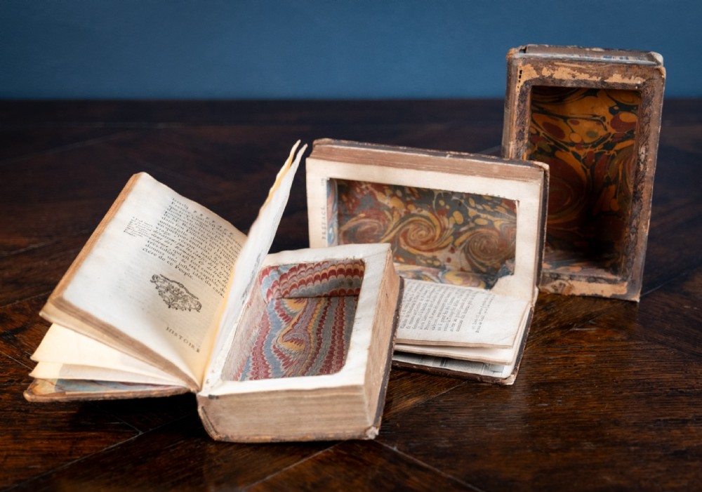 18th Century French Leather Books With Secret Compartments (Three Books) View II