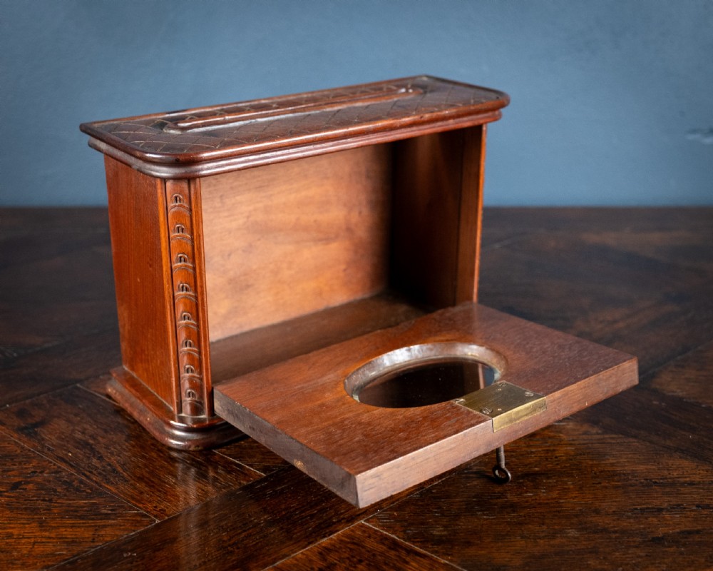 Fine Victorian Carved Walnut Glazed Letter Box View III