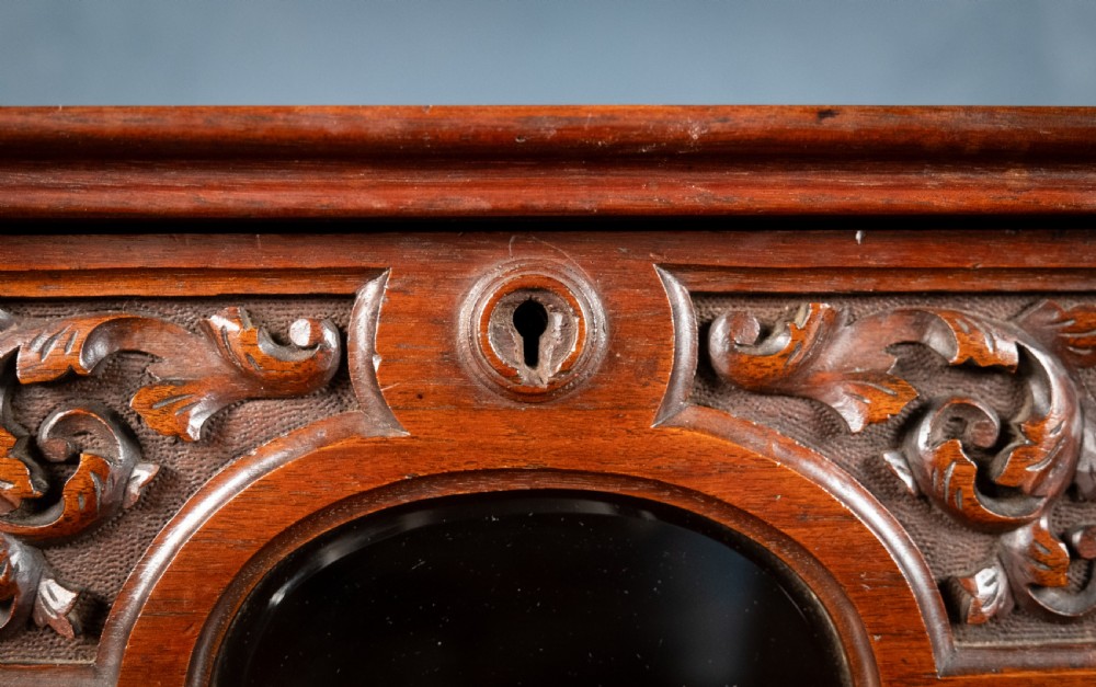 Fine Victorian Carved Walnut Glazed Letter Box View X