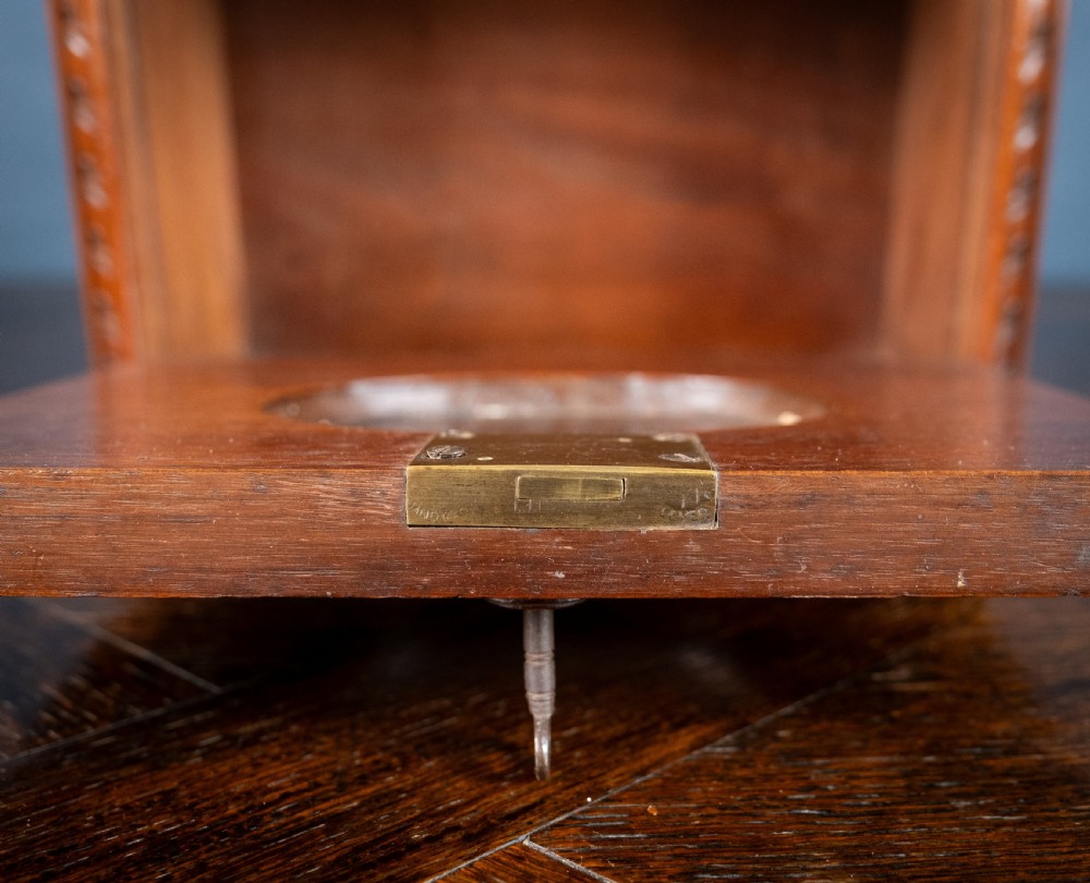 Fine Victorian Carved Walnut Glazed Letter Box View XI