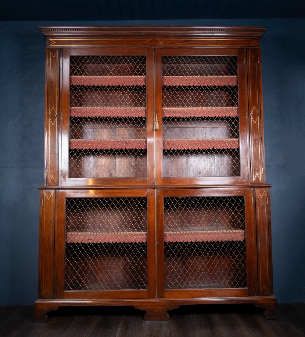 Large Regency Brass Inlaid Mahogany Bookcase View II