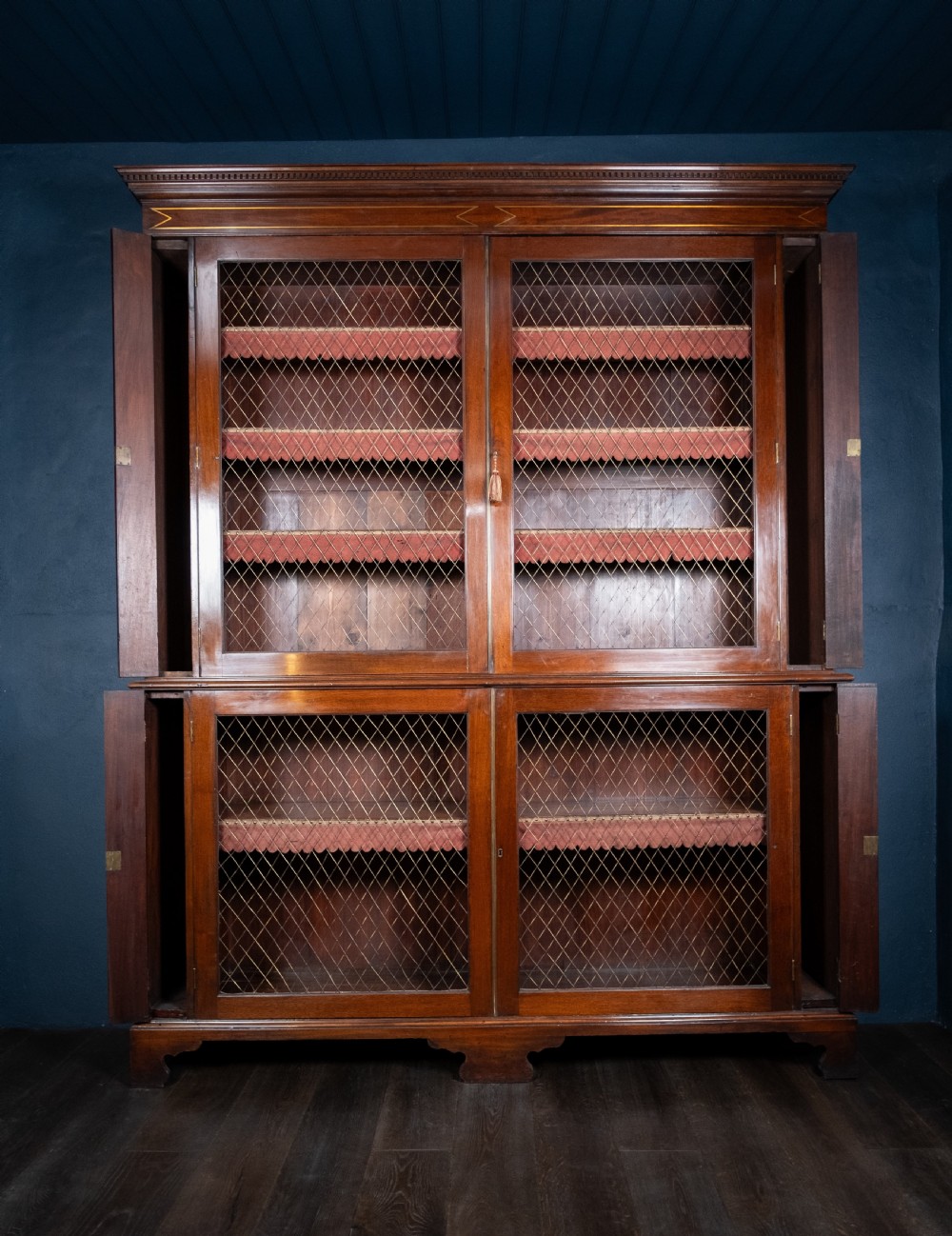 Large Regency Brass Inlaid Mahogany Bookcase View VII