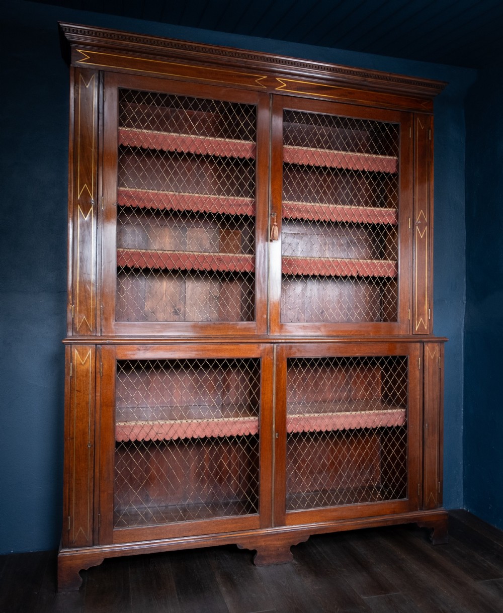 Large Regency Brass Inlaid Mahogany Bookcase View X