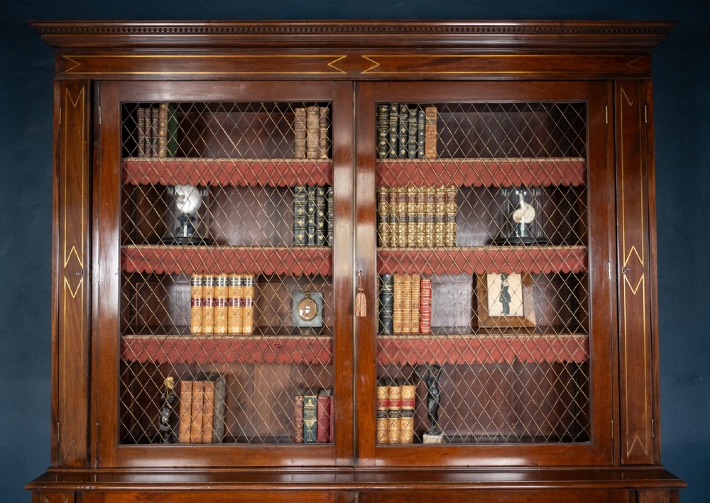 Large Regency Brass Inlaid Mahogany Bookcase View XVIII