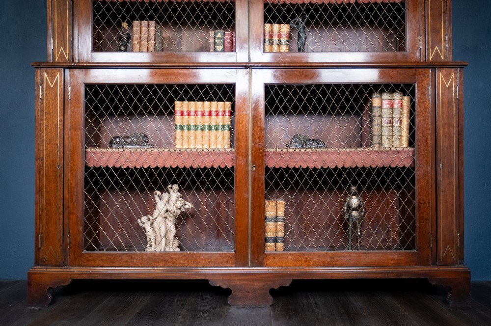 Large Regency Brass Inlaid Mahogany Bookcase View XXI