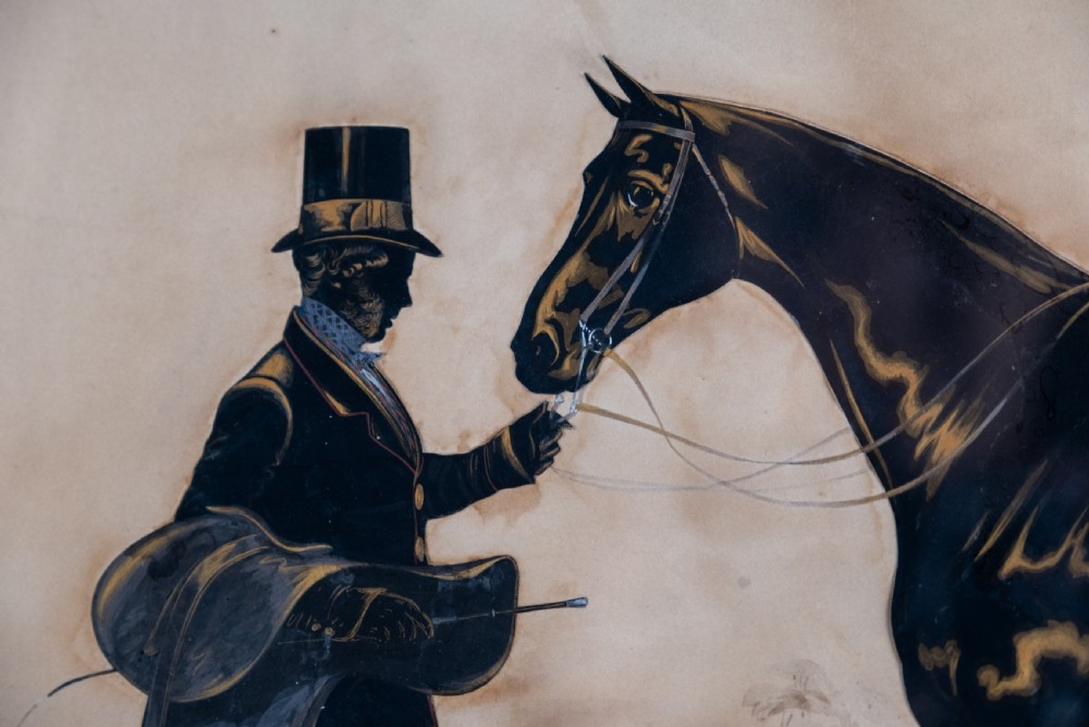 Henry Albert Frith (1819-1871) -Large Silhouette of Gentleman and Horse View II