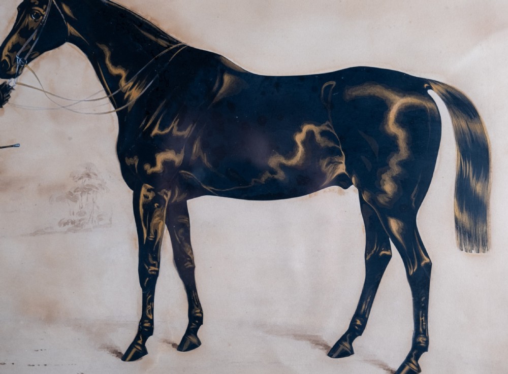 Henry Albert Frith (1819-1871) -Large Silhouette of Gentleman and Horse View III