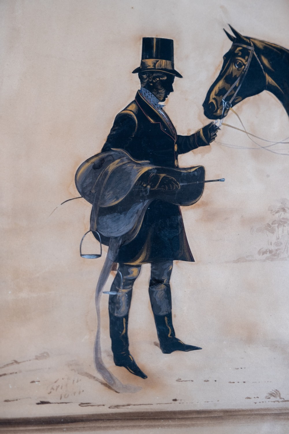 Henry Albert Frith (1819-1871) -Large Silhouette of Gentleman and Horse View IV