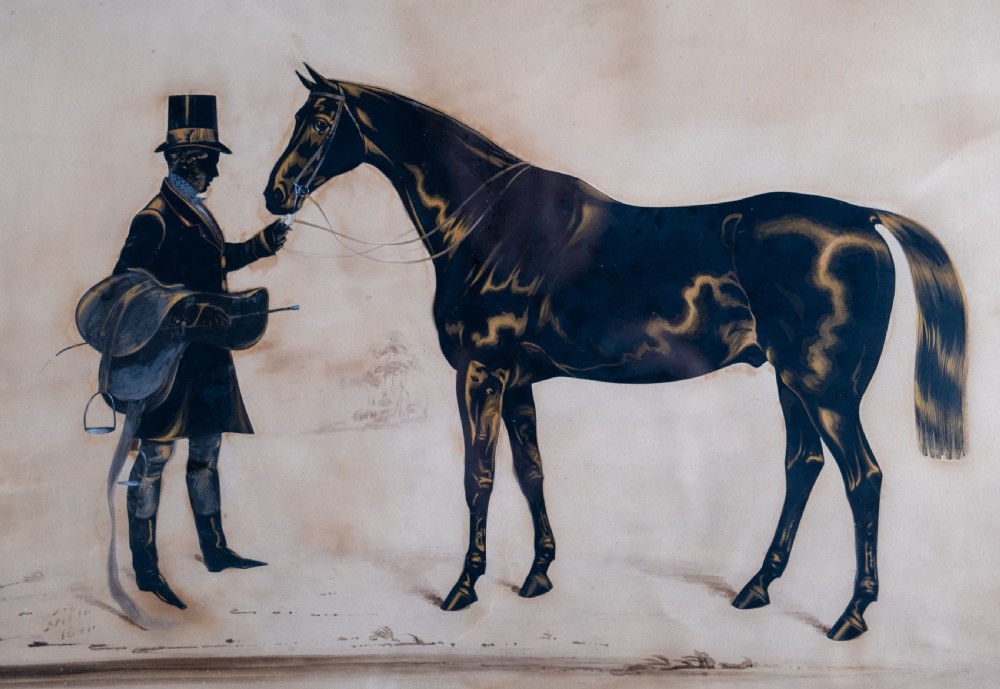 Henry Albert Frith (1819-1871) -Large Silhouette of Gentleman and Horse View VI