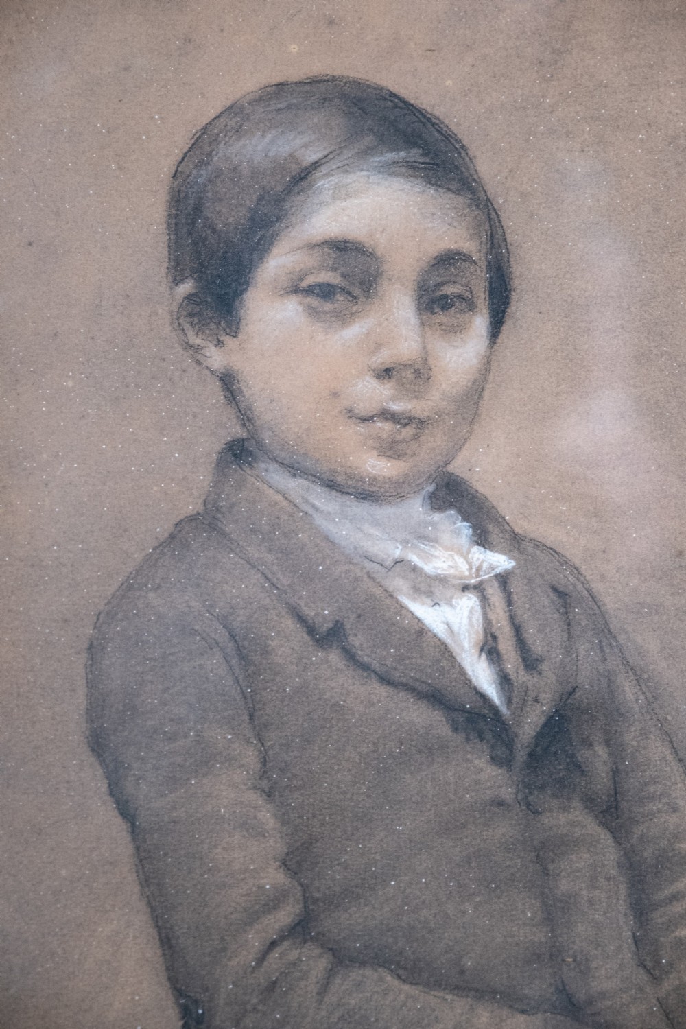 Three-Quarter Length Portrait, Signed 'L. Bonnefoy'. Dated 1849. Pastel. View III