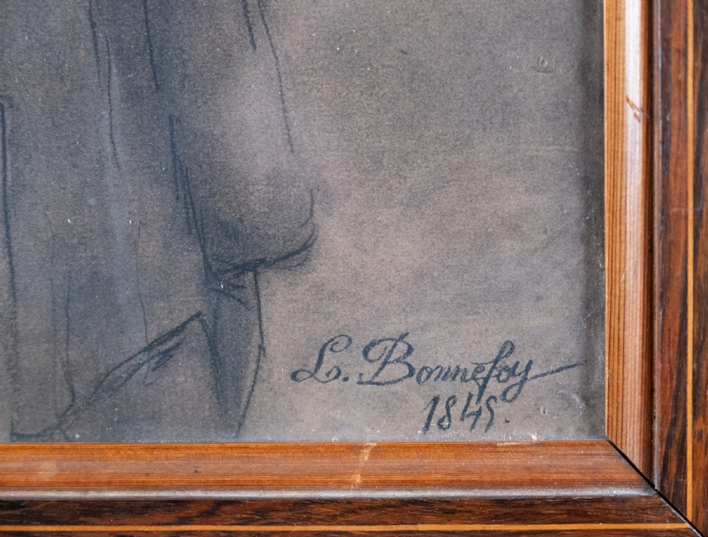 Three-Quarter Length Portrait, Signed 'L. Bonnefoy'. Dated 1849. Pastel. View VI