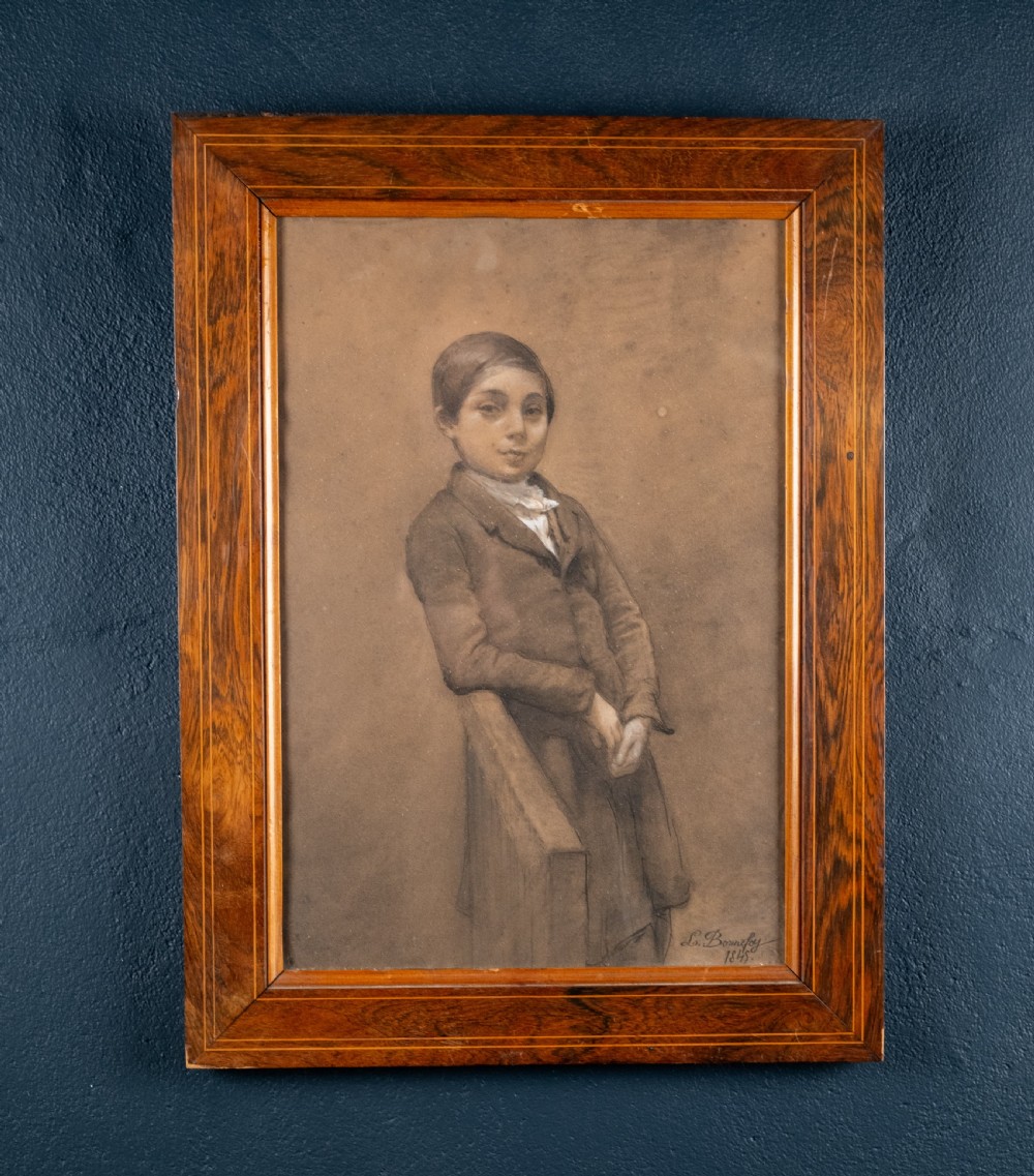 Three-Quarter Length Portrait, Signed 'L. Bonnefoy'. Dated 1849. Pastel. View VII