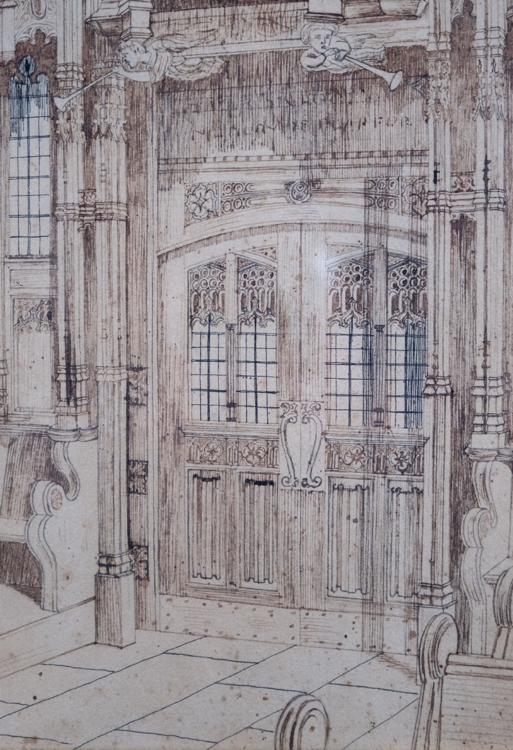 Large Architectural Pen & Ink Drawing Of A Cathedral, Dated 1908 View VII