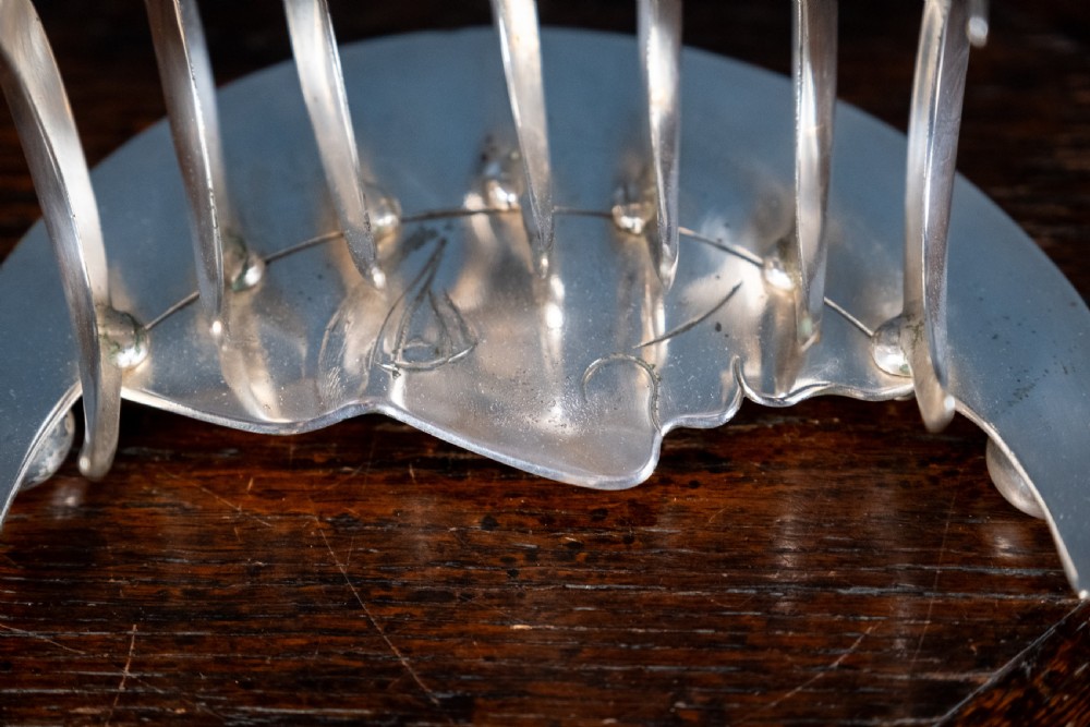 Owl & Moon Silver Plated Toast Rack by Pridham & Sons, Torquay, c.1920 View V