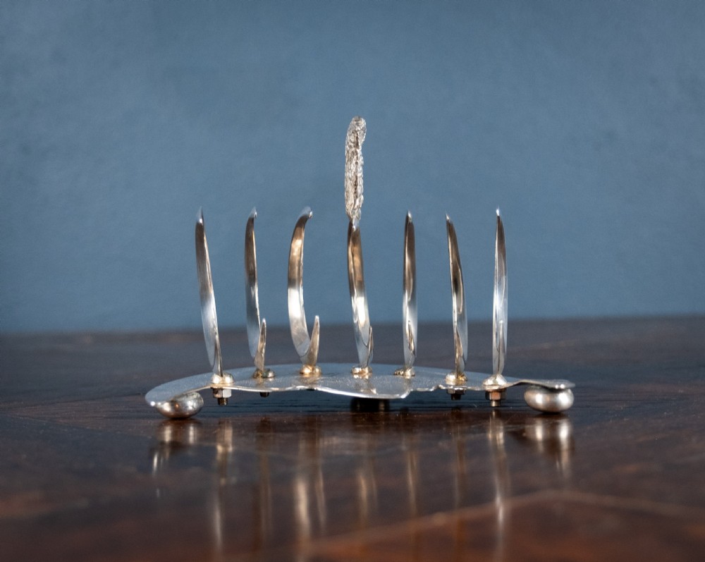 Owl & Moon Silver Plated Toast Rack by Pridham & Sons, Torquay, c.1920 View IX