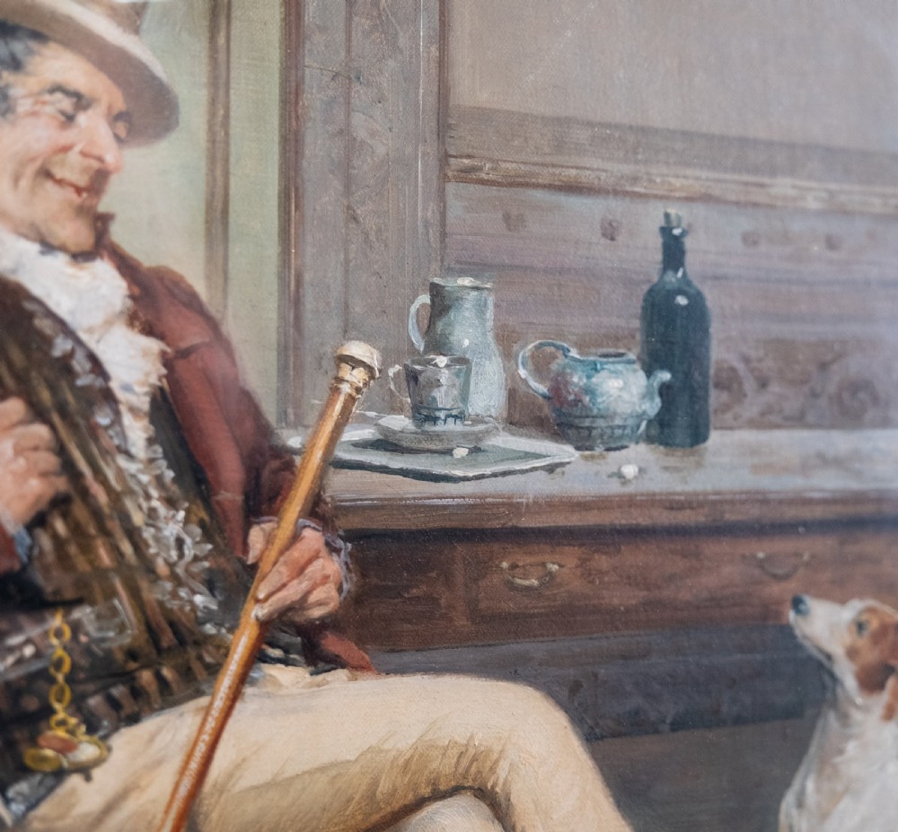 Arturo Orselli (Italian, 19th Century) - A Treat From The Master's Table. Oil On Canvas. View V