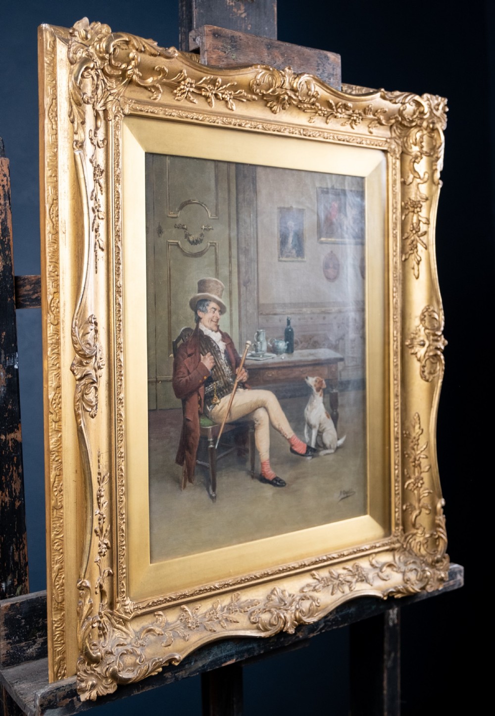 Arturo Orselli (Italian, 19th Century) - A Treat From The Master's Table. Oil On Canvas. View X