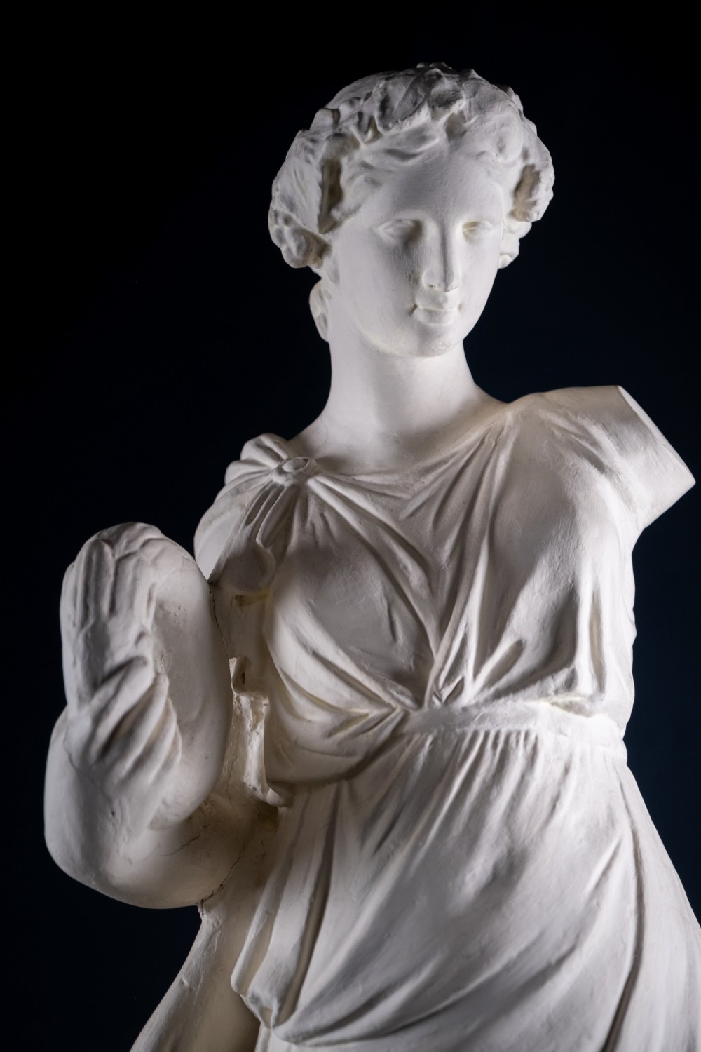 Large Plaster Composition Of A Classical Maiden With Plinth, c.1900 View II