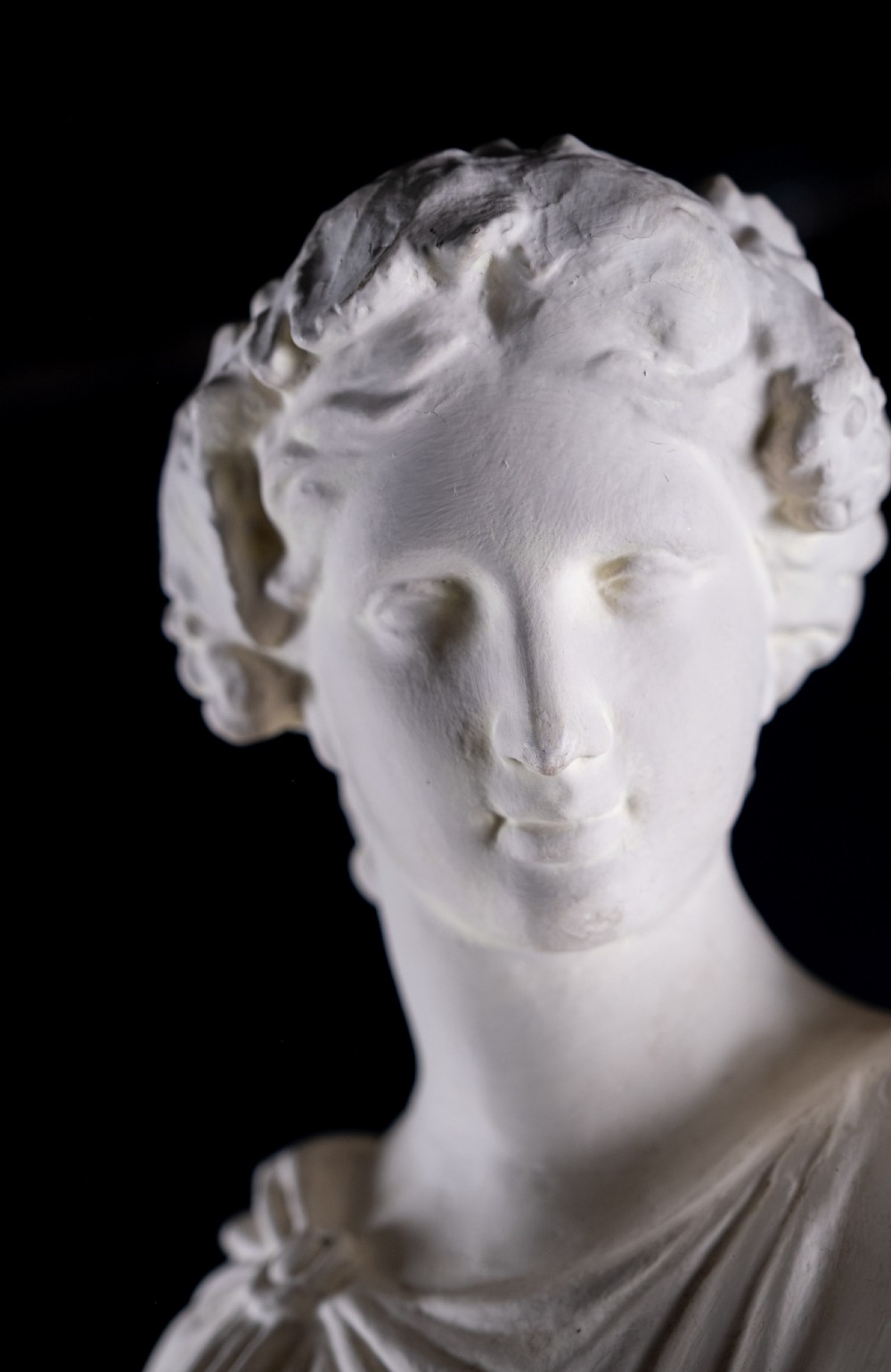 Large Plaster Composition Of A Classical Maiden With Plinth, c.1900 View VI